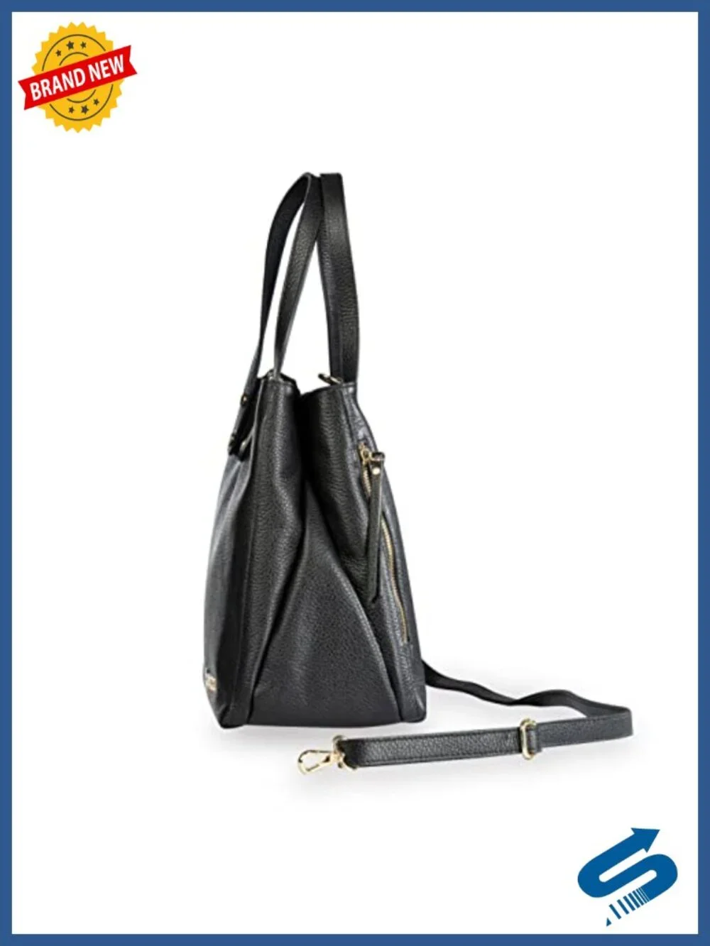 Genuine Leather Tote Bag for Women with Zipper Compartments Adjustable Strap